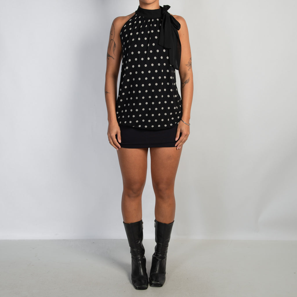 POLKA DOT HIGH NECK TOP