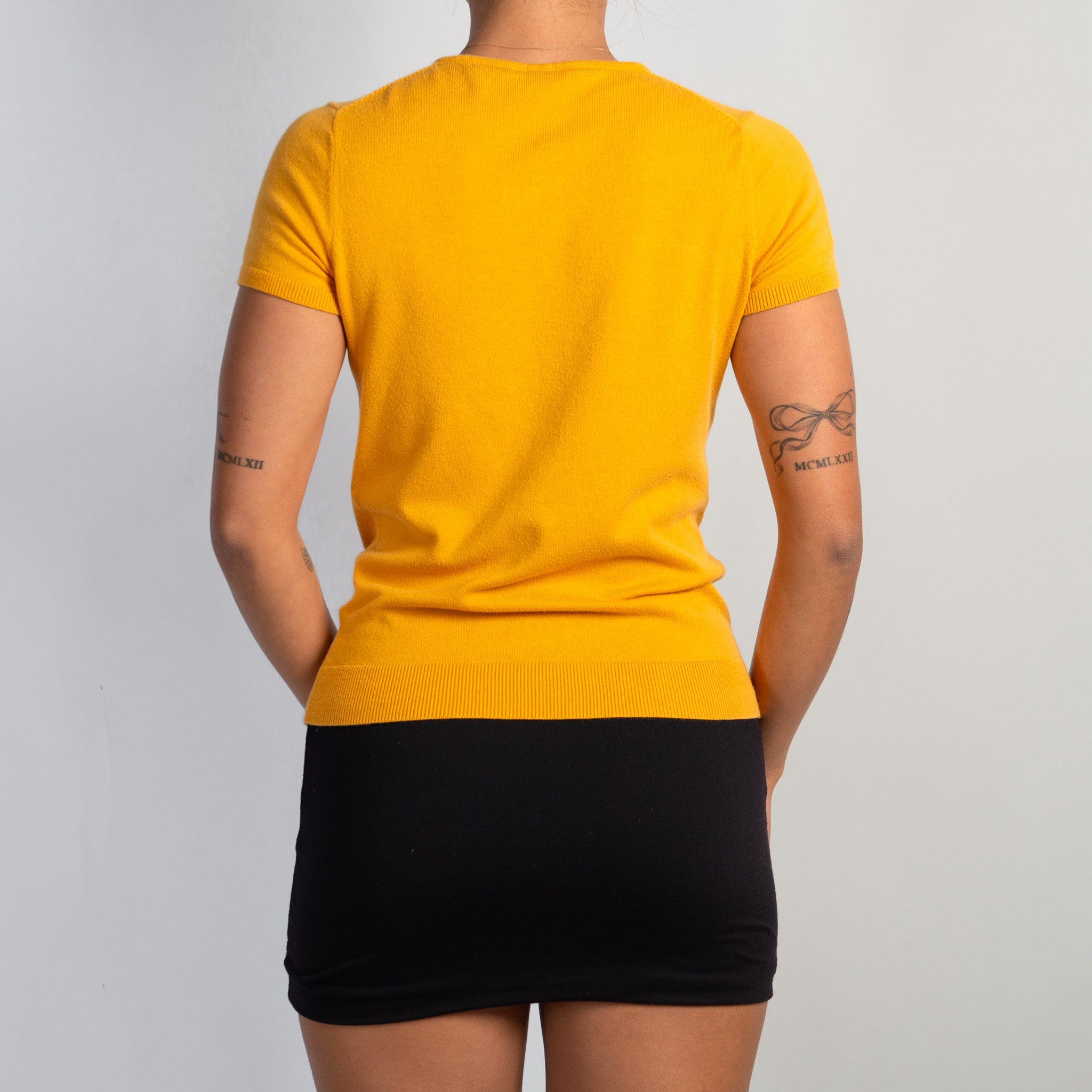 YELLOW SHORT SLEEVE CARDIGAN