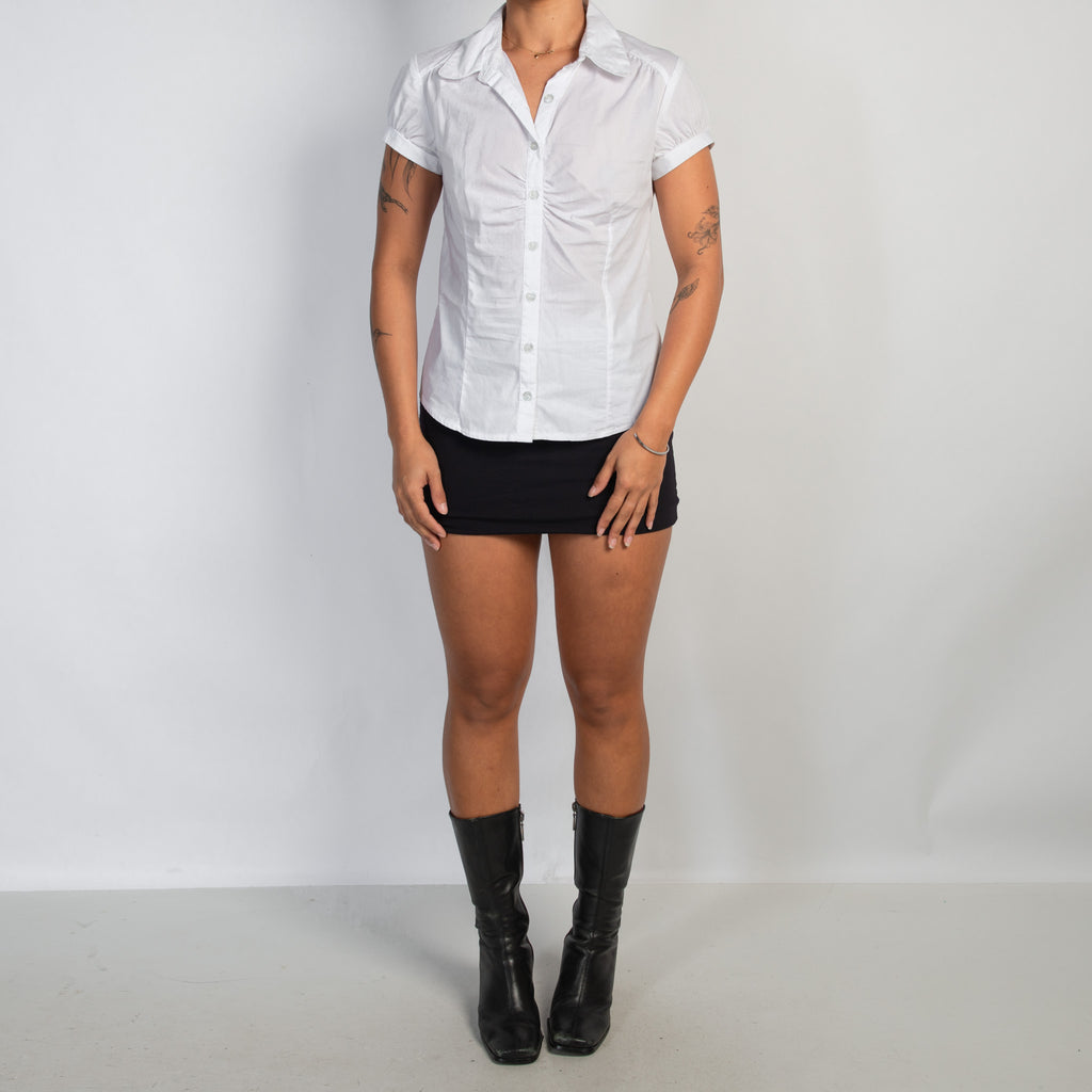 WHITE SHORT SLEEVE BLOUSE