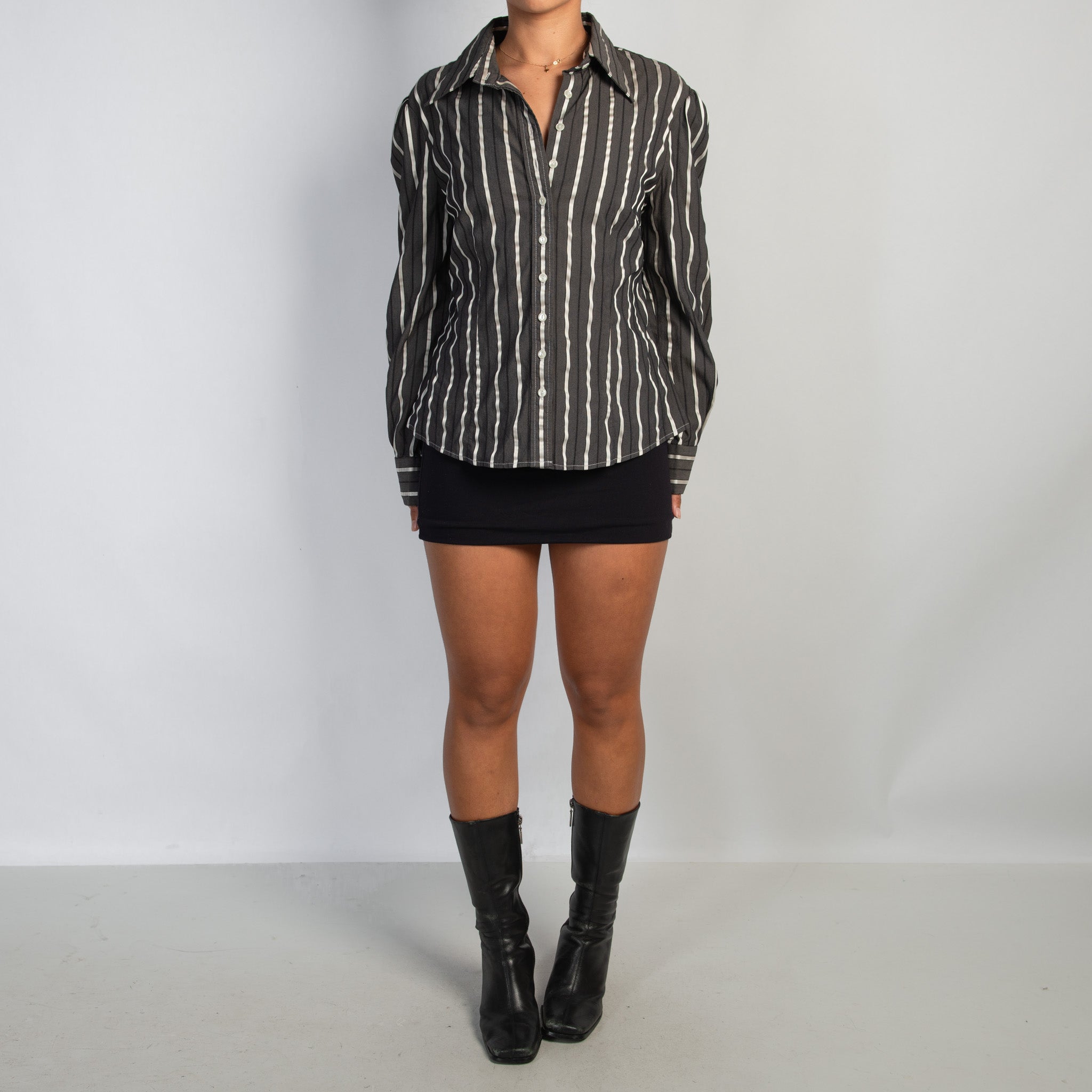 CHARCOAL STRIPE BLOUSE