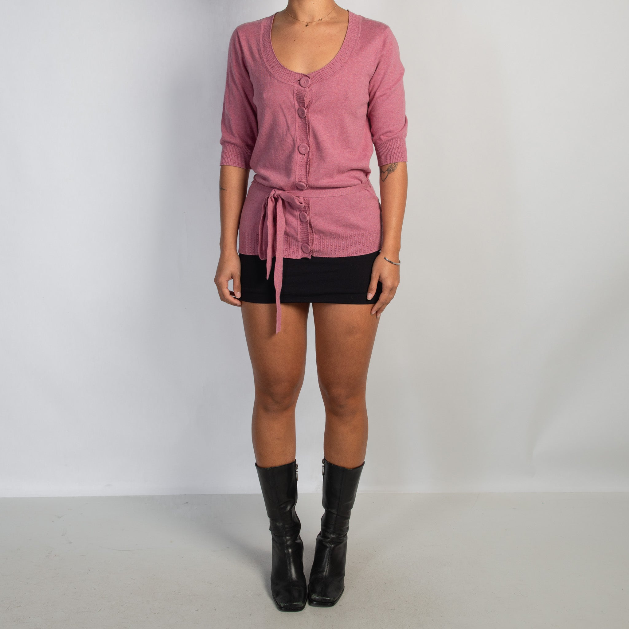 PINK 1/2 SLEEVE CARDIGAN