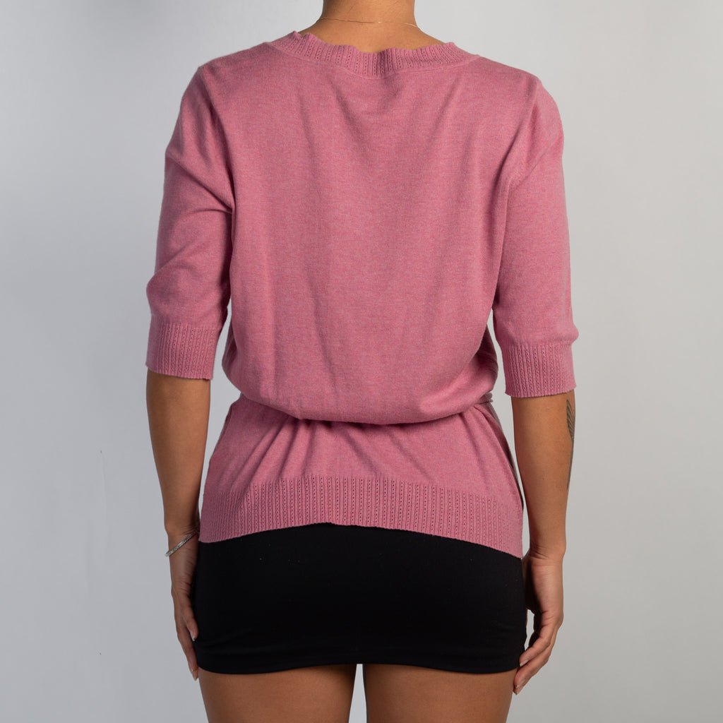 PINK 1/2 SLEEVE CARDIGAN