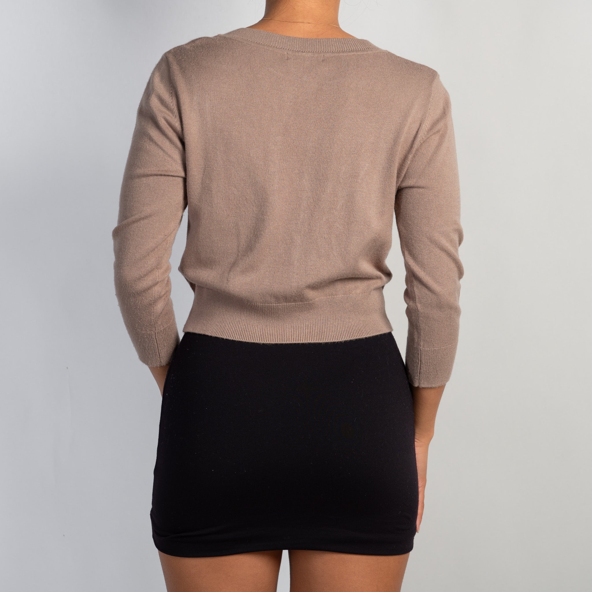 BROWN 3/4 SLEEVE CARDIGAN