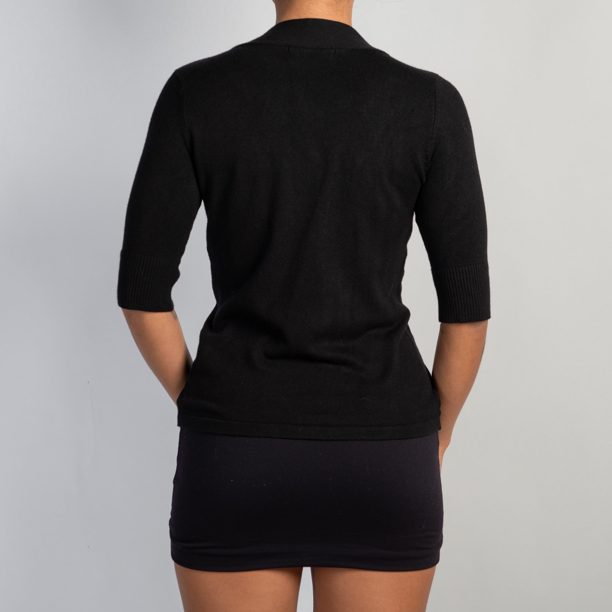 BLACK 1/2 SLEEVE CARDIGAN