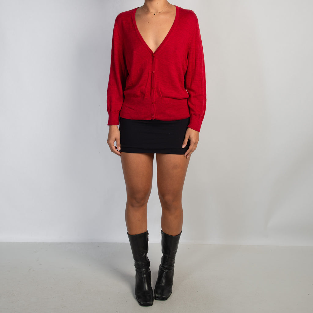 RED COTTON CARDIGAN