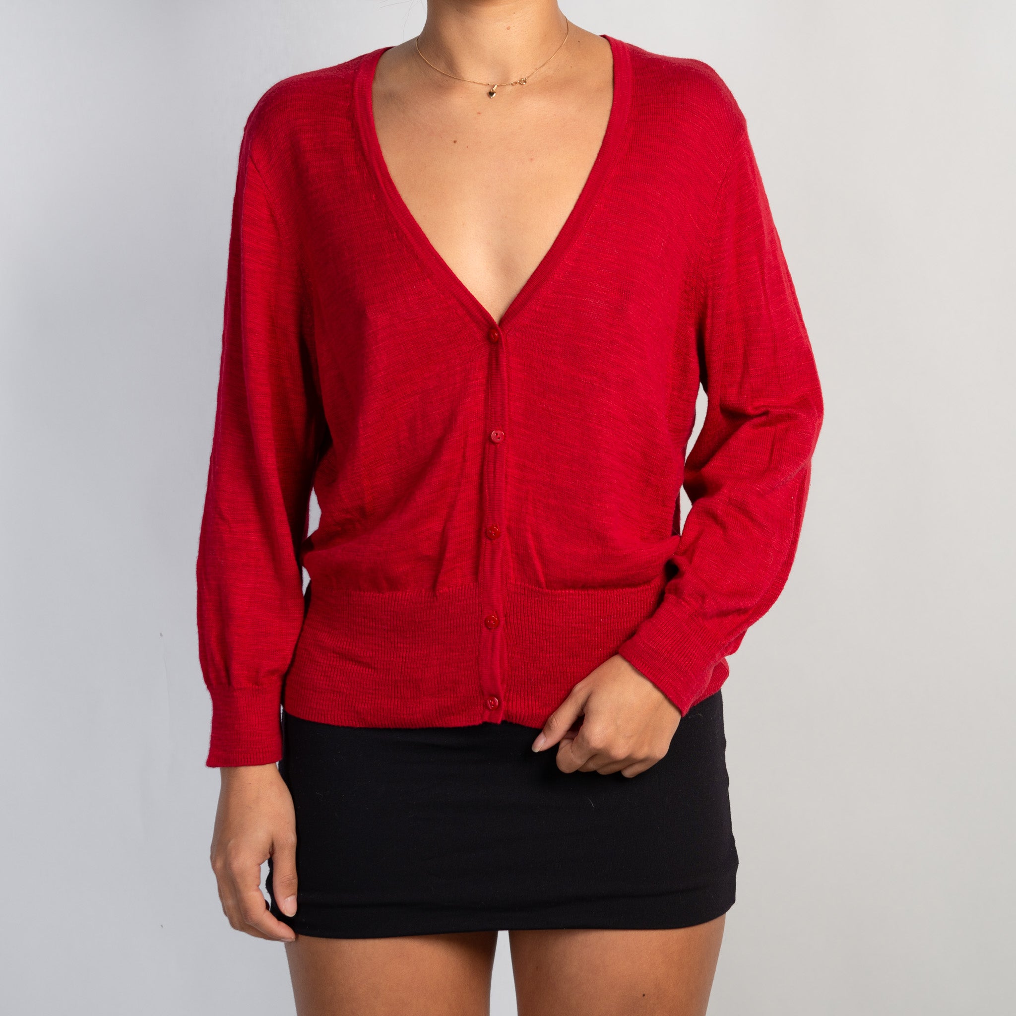 RED COTTON CARDIGAN
