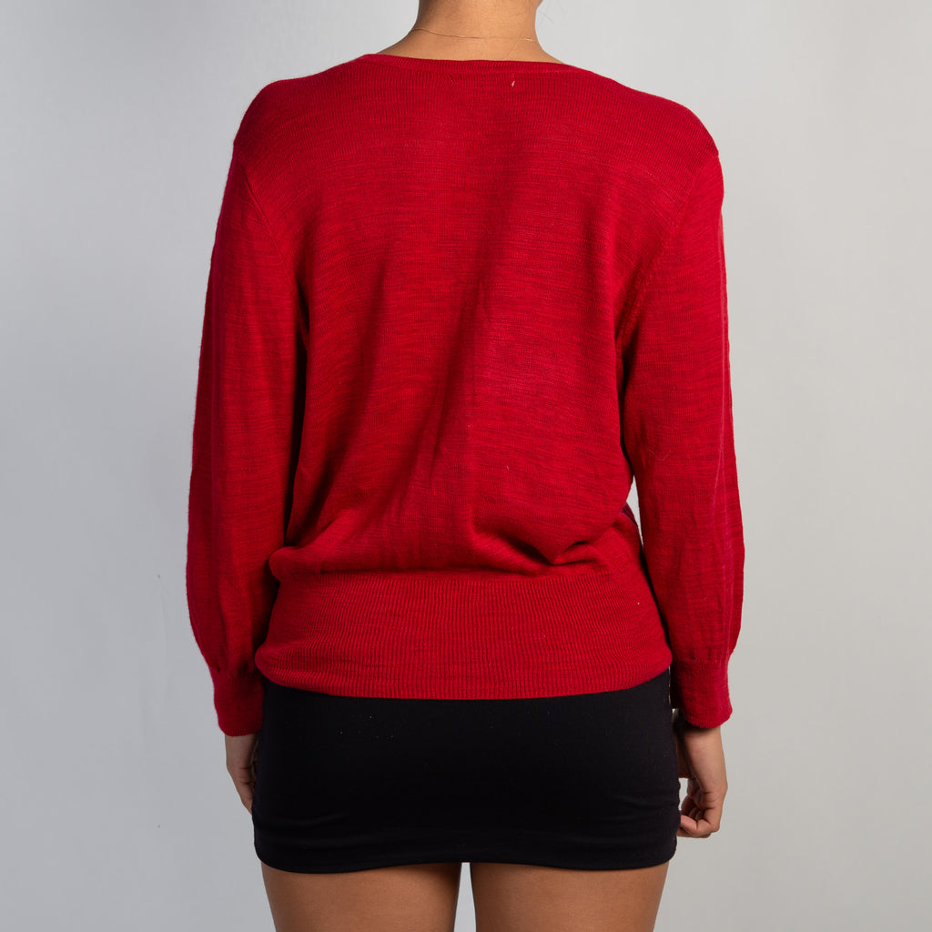 RED COTTON CARDIGAN