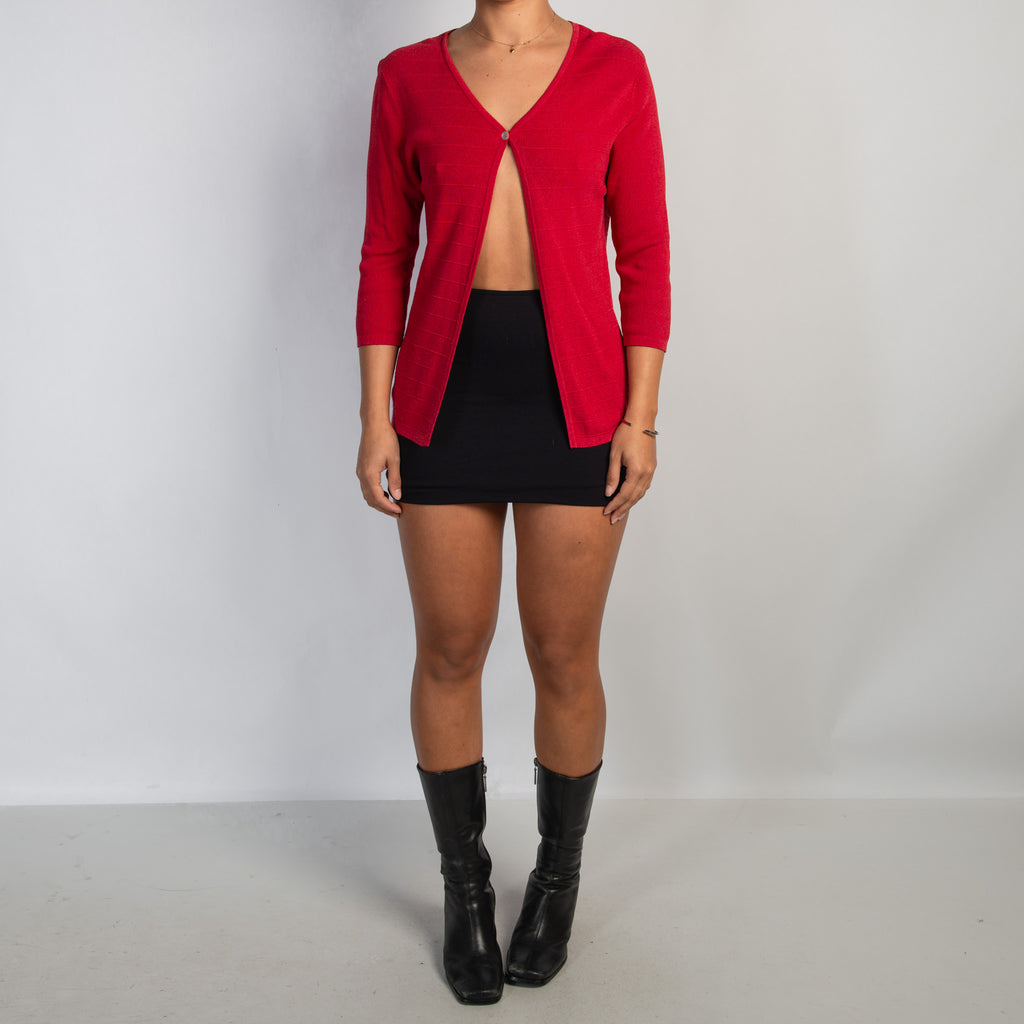 RED 3/4 SLEEVE CARDIGAN