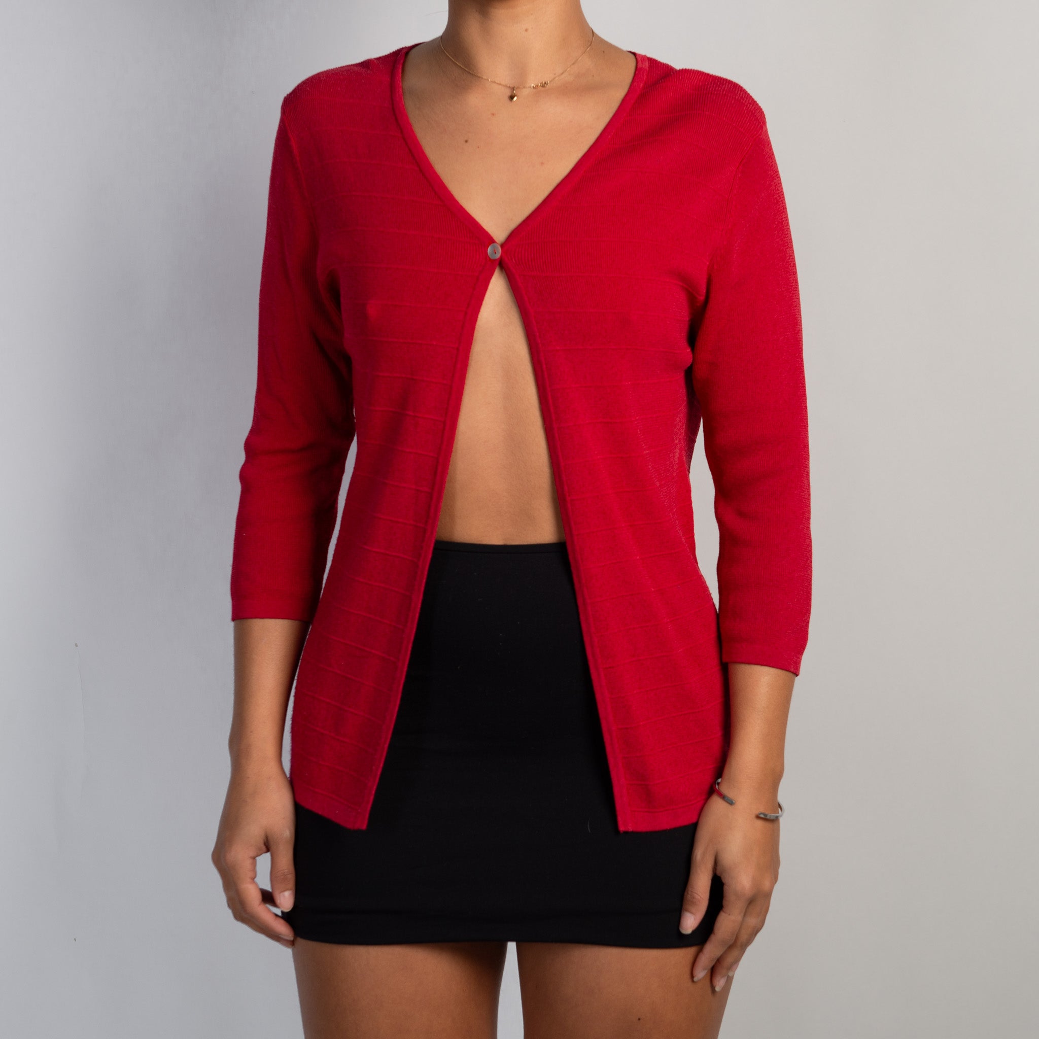 RED 3/4 SLEEVE CARDIGAN