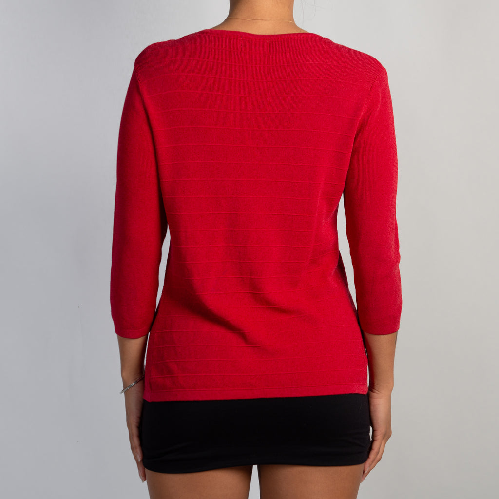 RED 3/4 SLEEVE CARDIGAN