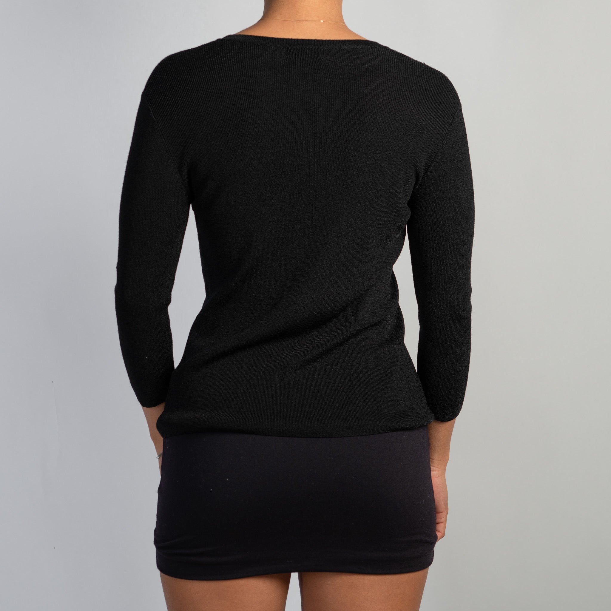 BLACK 3/4 SLEEVE CARDIGAN