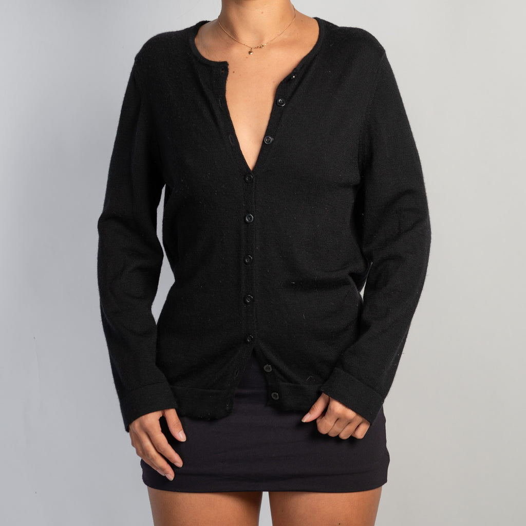 BLACK WOOL CARDIGAN
