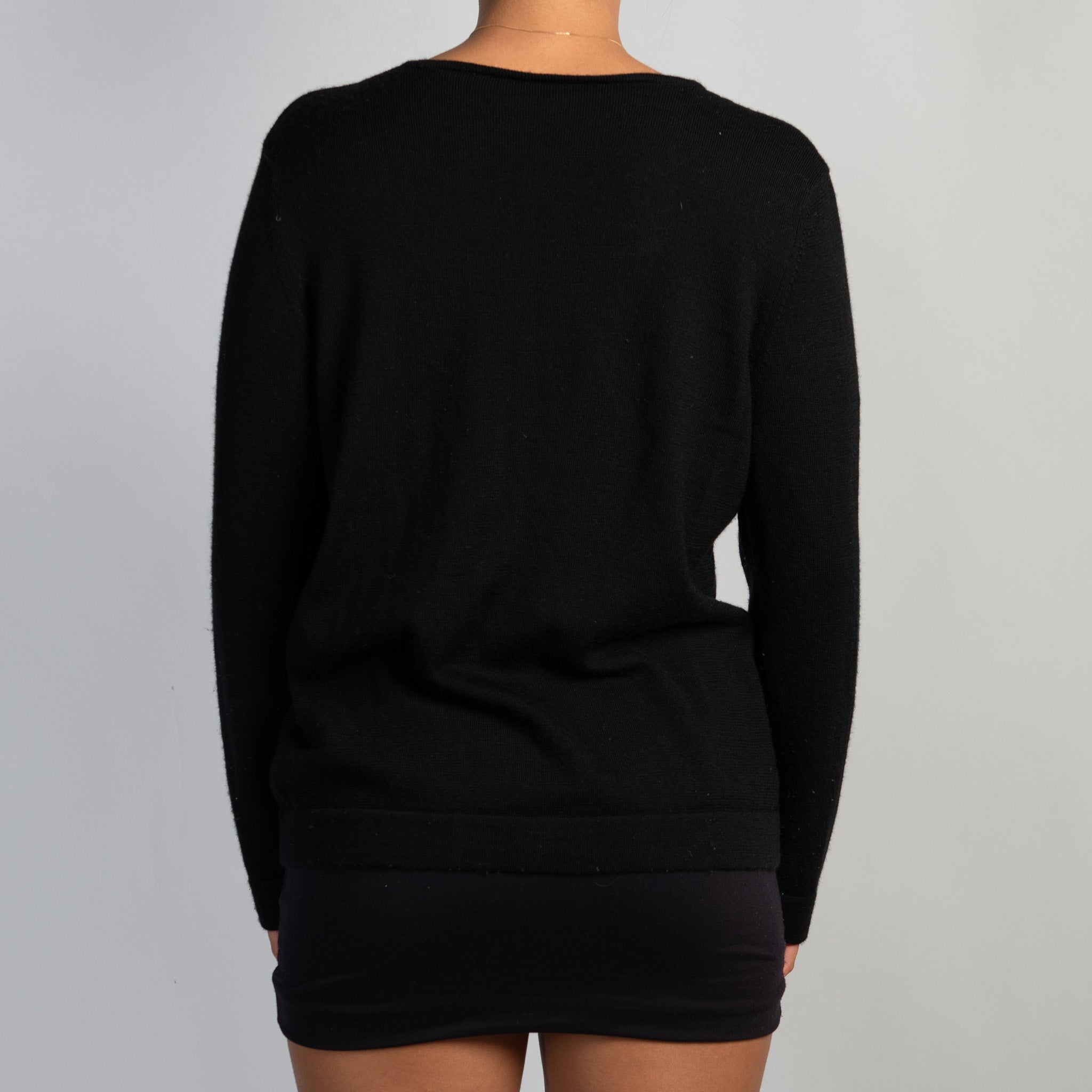 BLACK WOOL CARDIGAN