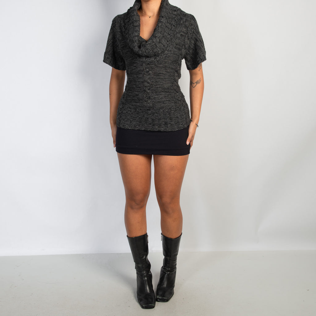 GREY MARLE KNIT TOP