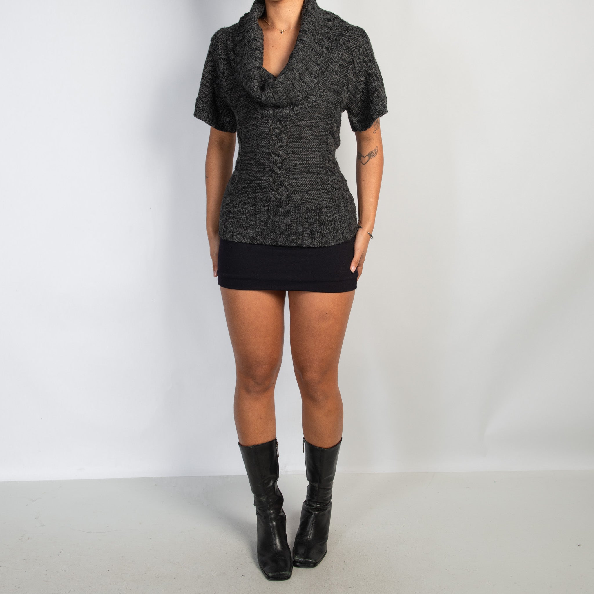 GREY MARLE KNIT TOP