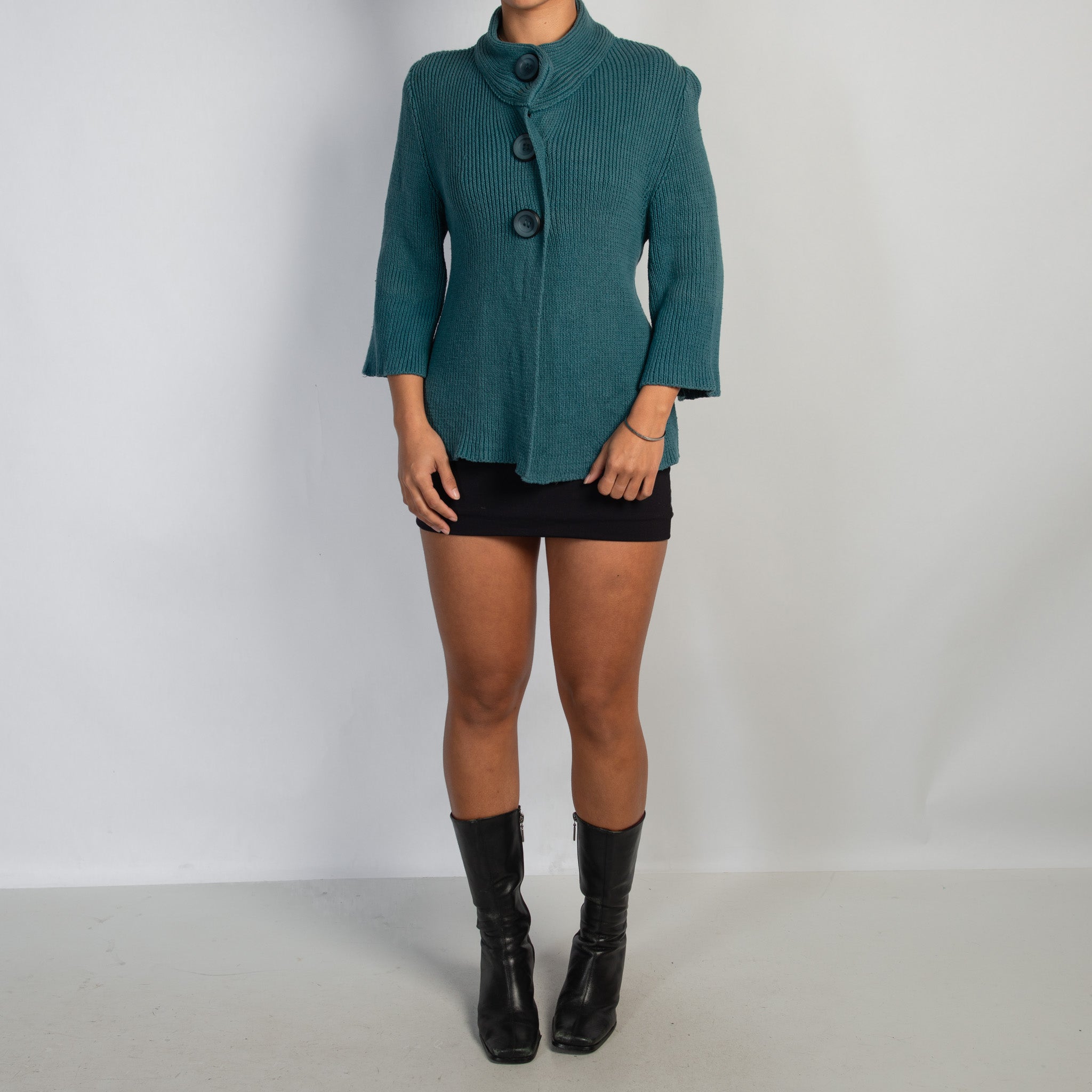 TEAL 3/4 KNIT CARDIGAN