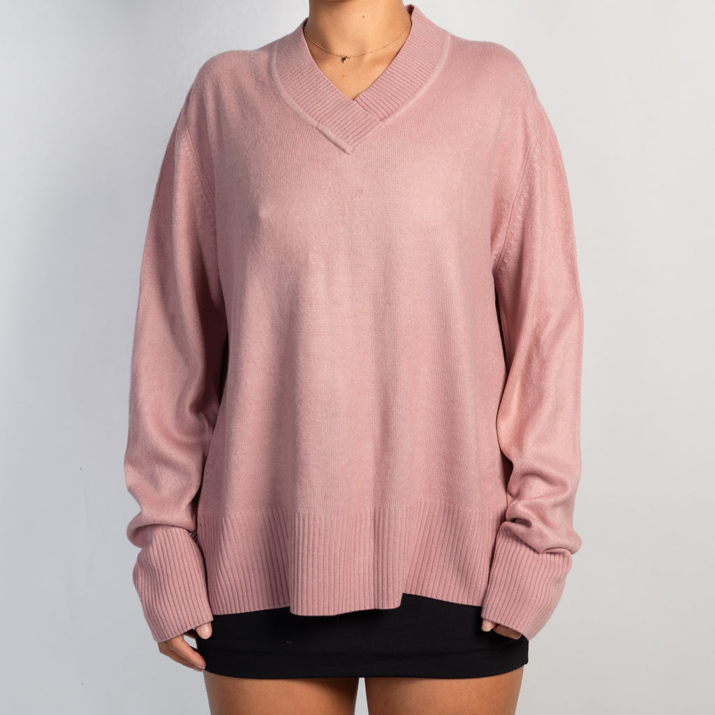 PINK V NECK KNIT SWEATER