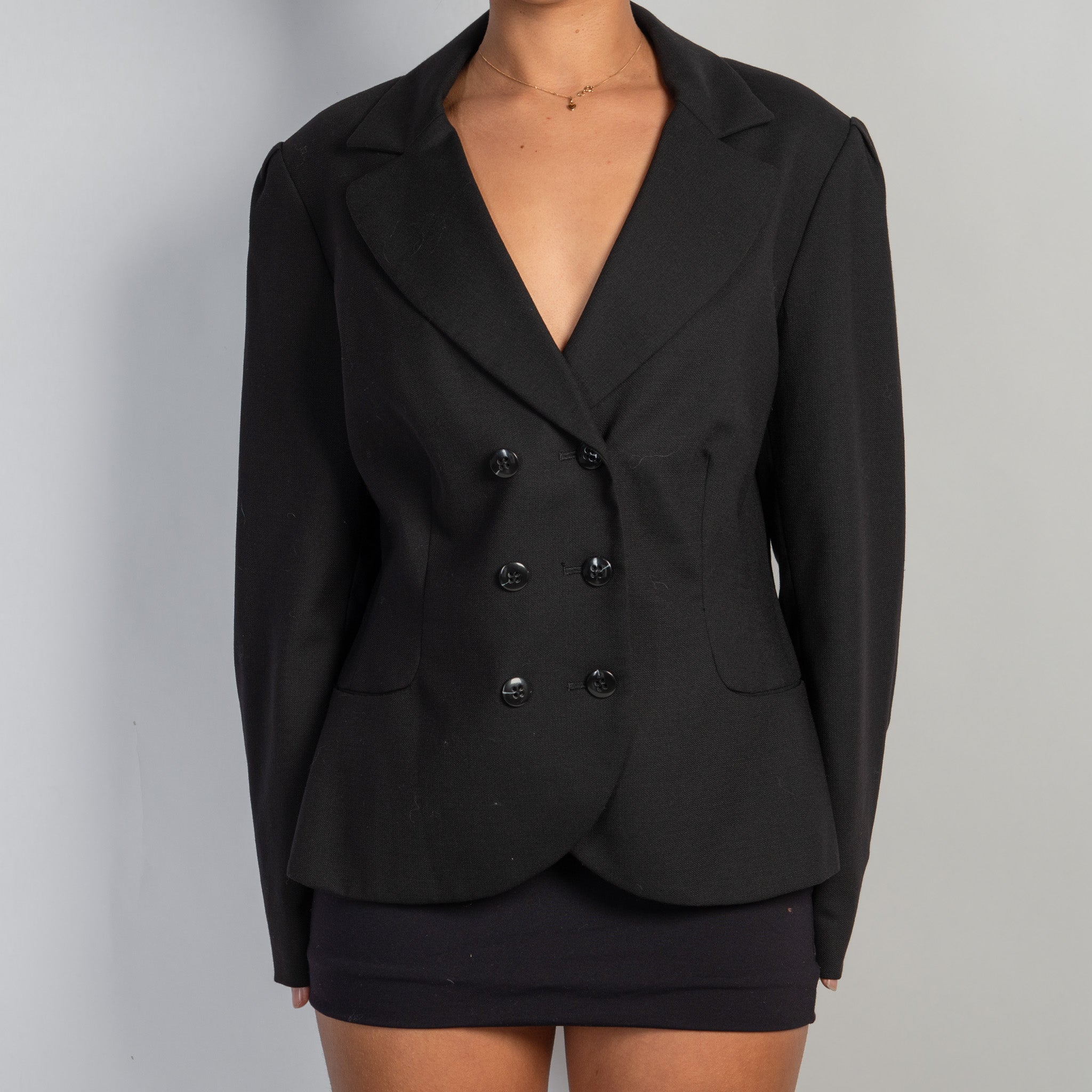 BLACK DOUBLE BREASTED BLAZER