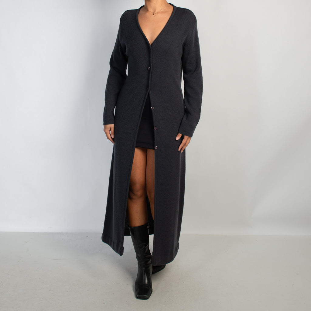 NAVY LONGLINE KNIT CARDIGAN