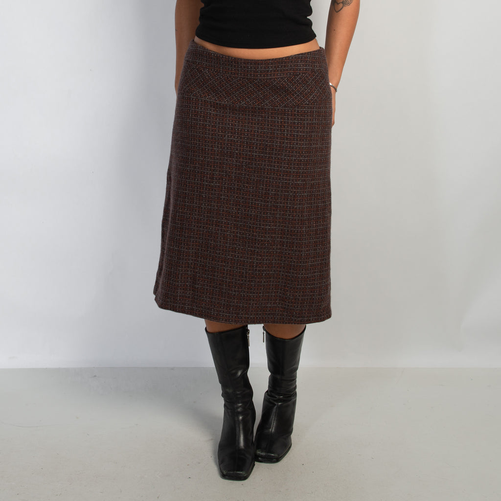 BROWN WOOL MIDI SKIRT
