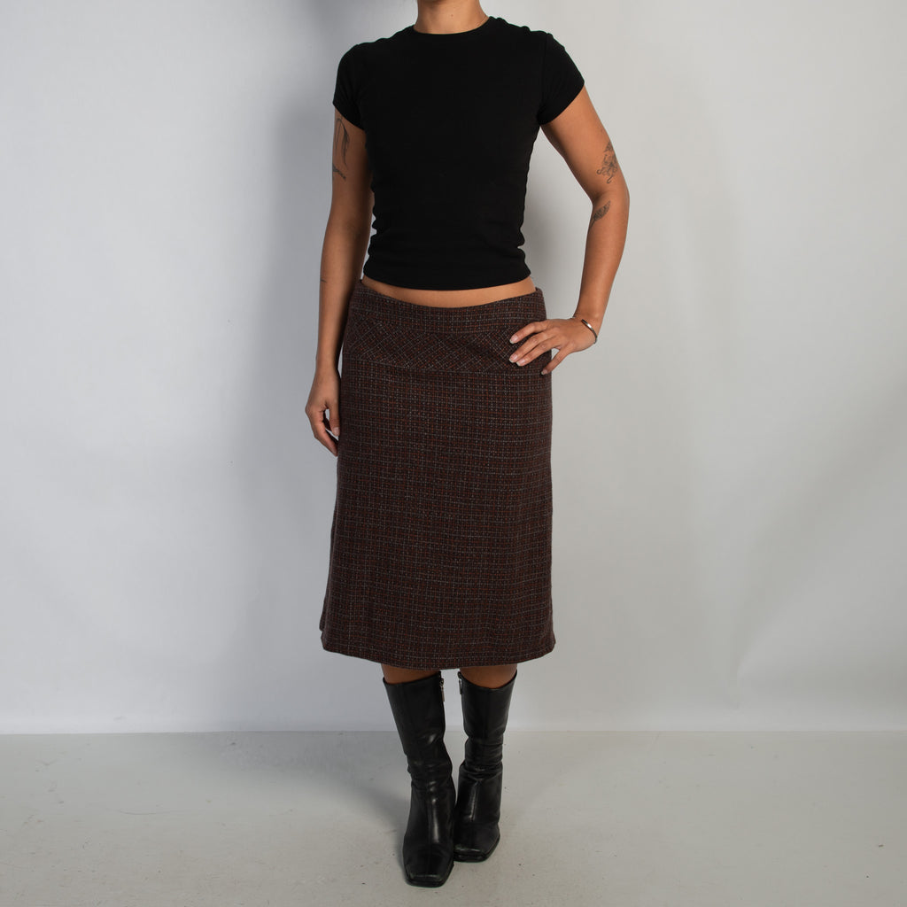 BROWN WOOL MIDI SKIRT