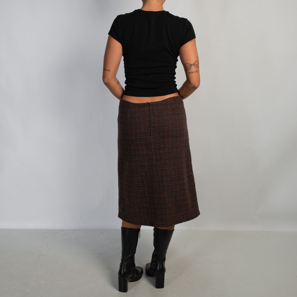 BROWN WOOL MIDI SKIRT