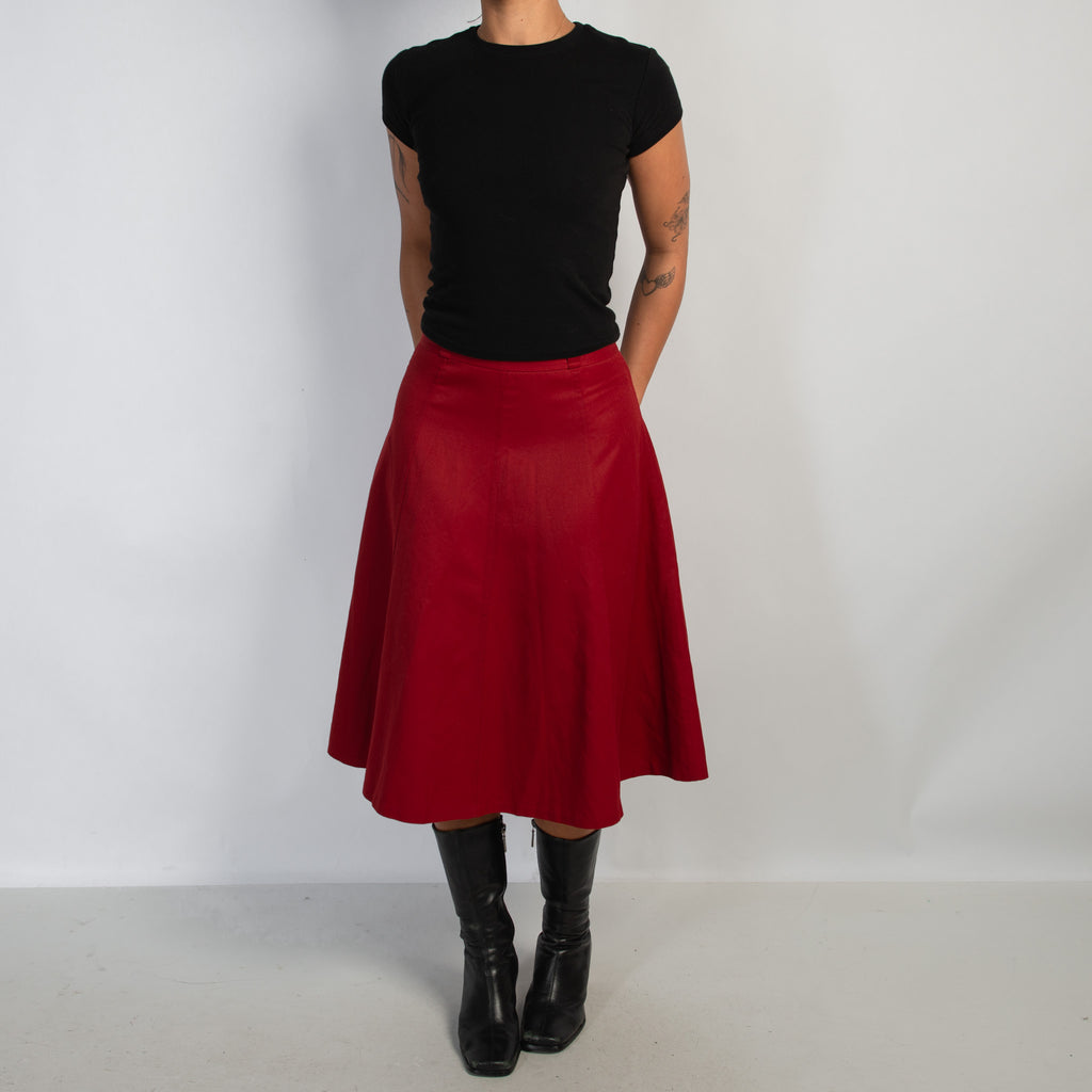 RED CIRCLE MIDI SKIRT