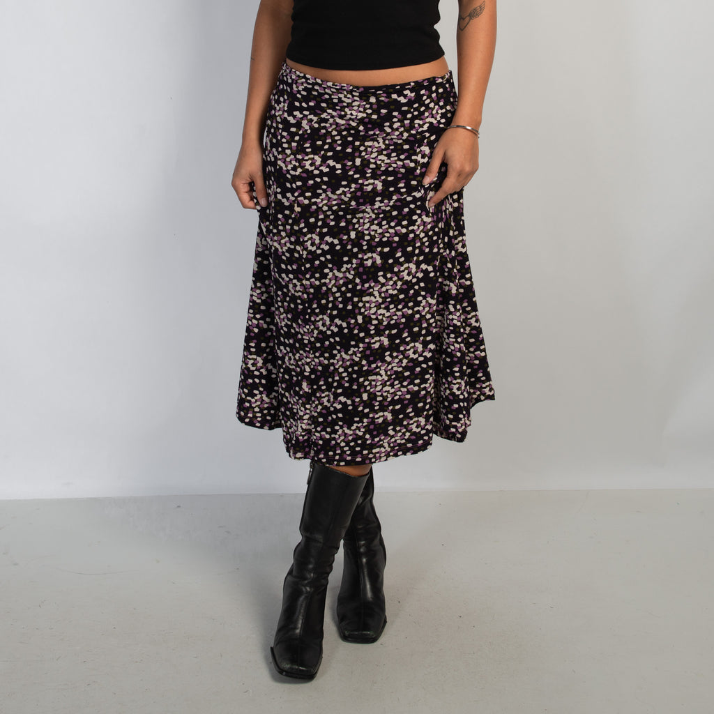 SLINKY PATTERN MIDI SKIRT