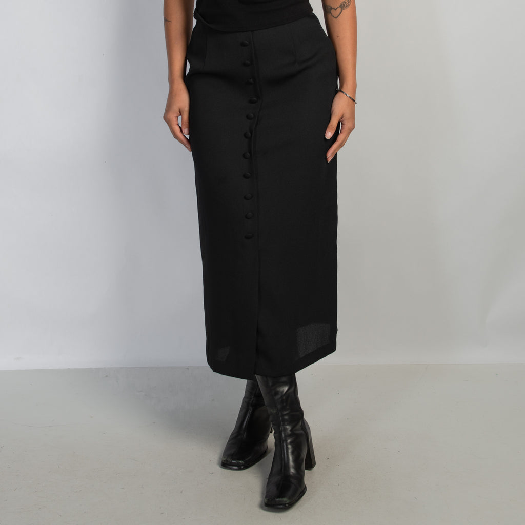 BUTTON FRONT MIDI SKIRT