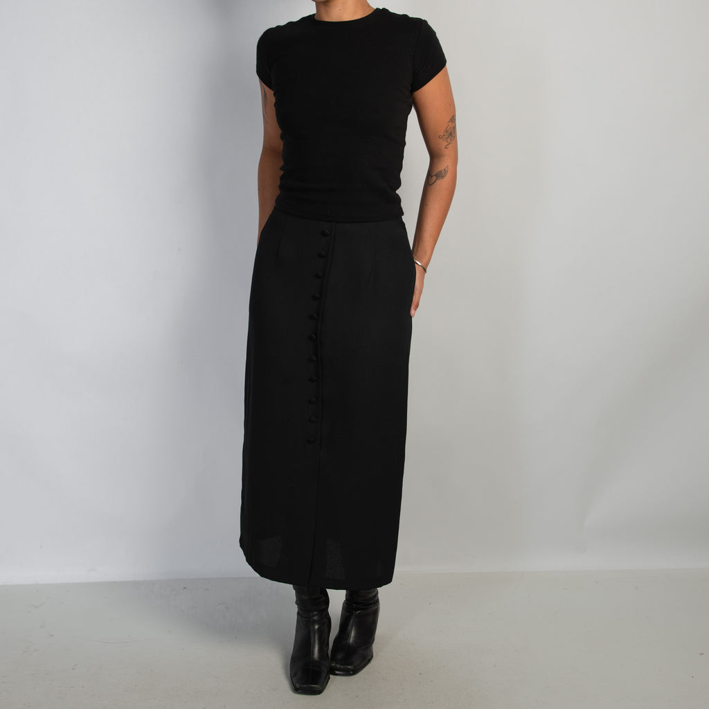BUTTON FRONT MIDI SKIRT