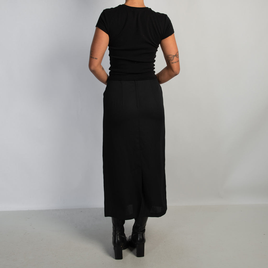 BUTTON FRONT MIDI SKIRT