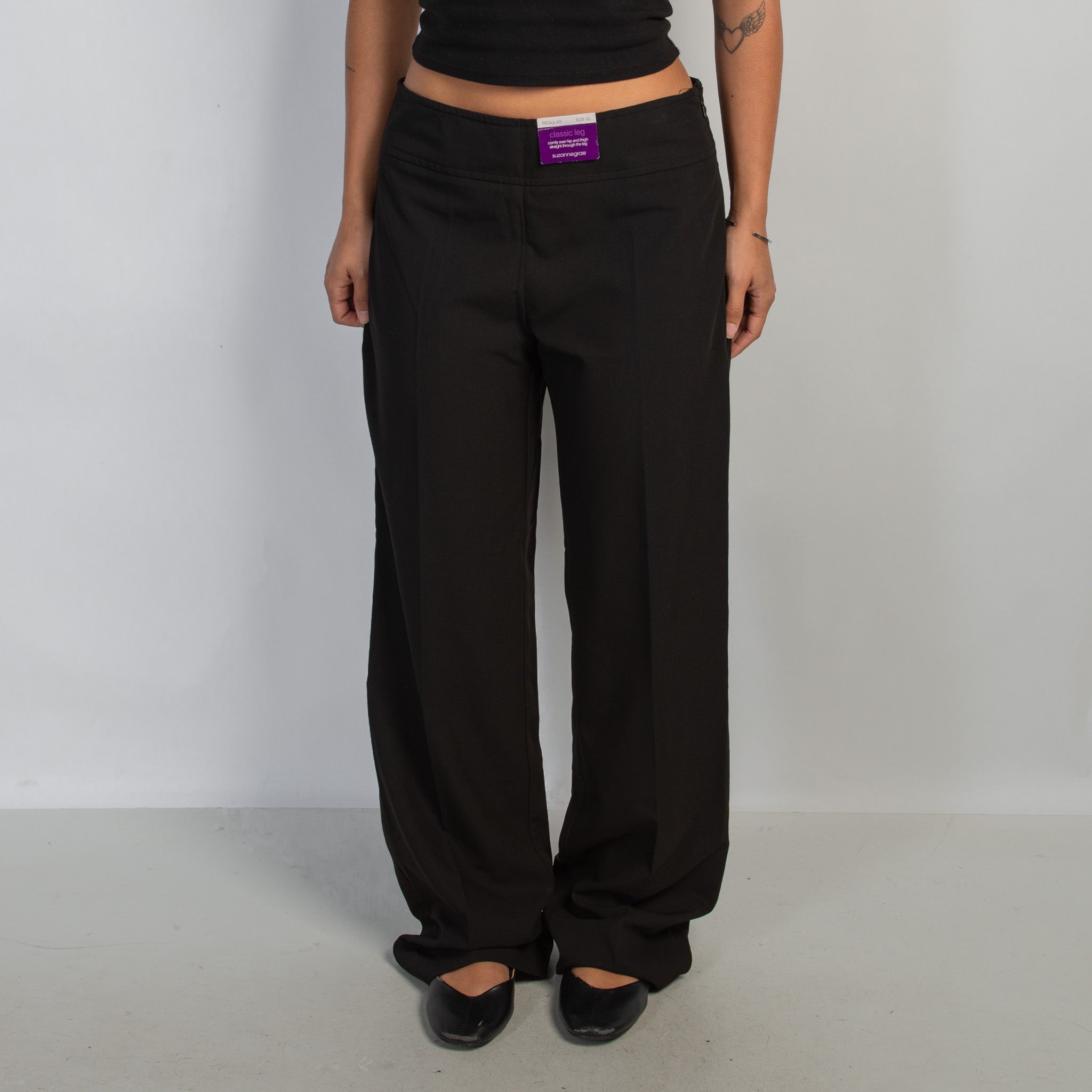 BLACK STRAIGHT LEG TROUSERS