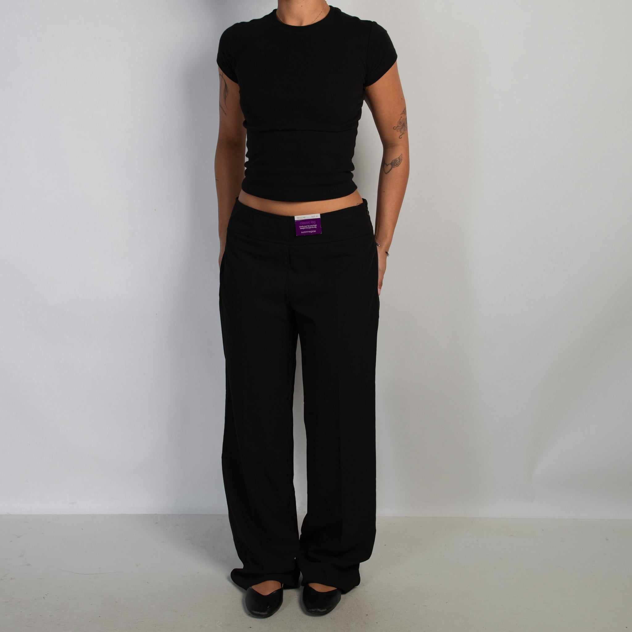 BLACK STRAIGHT LEG TROUSERS
