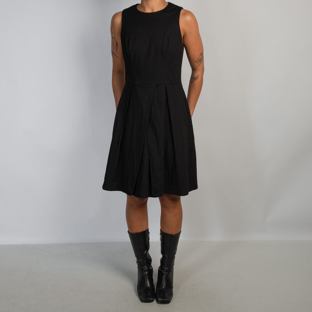 BLACK COTTON NYLON DRESS