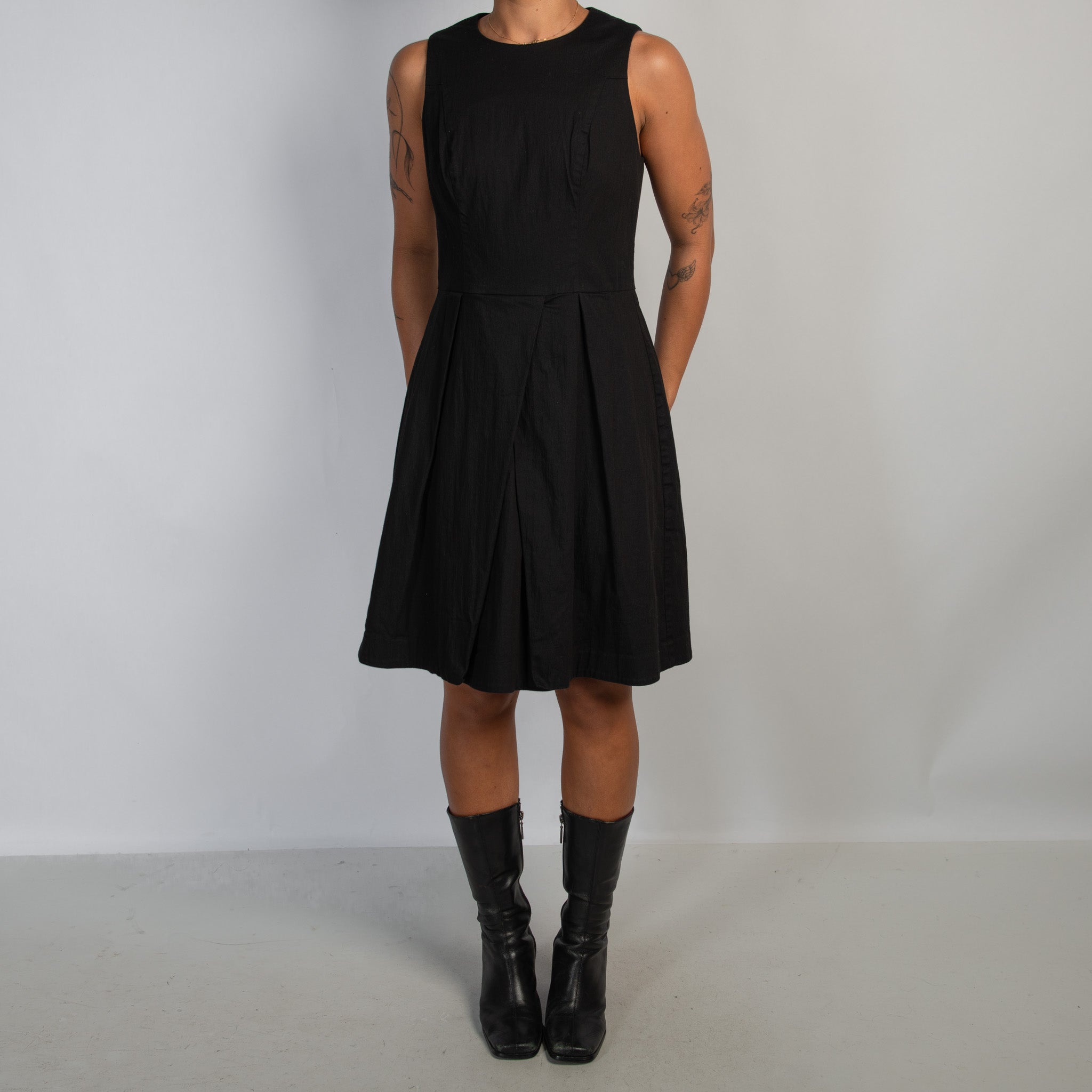 BLACK COTTON NYLON DRESS