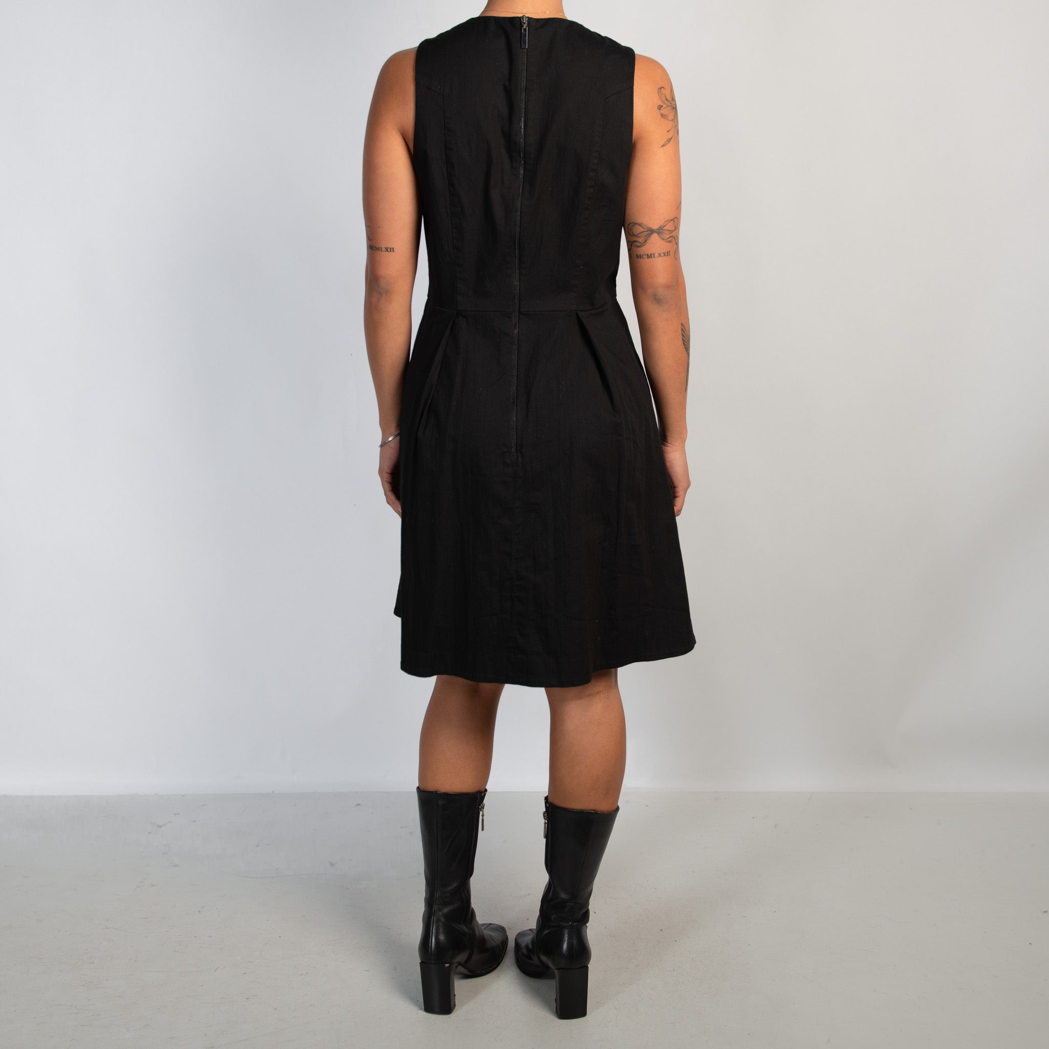 BLACK COTTON NYLON DRESS