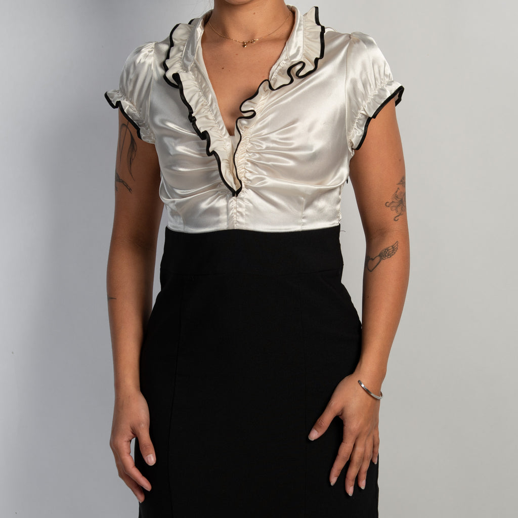 SATIN BLOUSE MIDI DRESS
