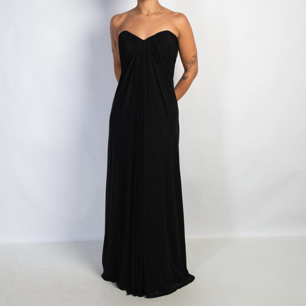 BLACK MESH STRAPLESS GOWN