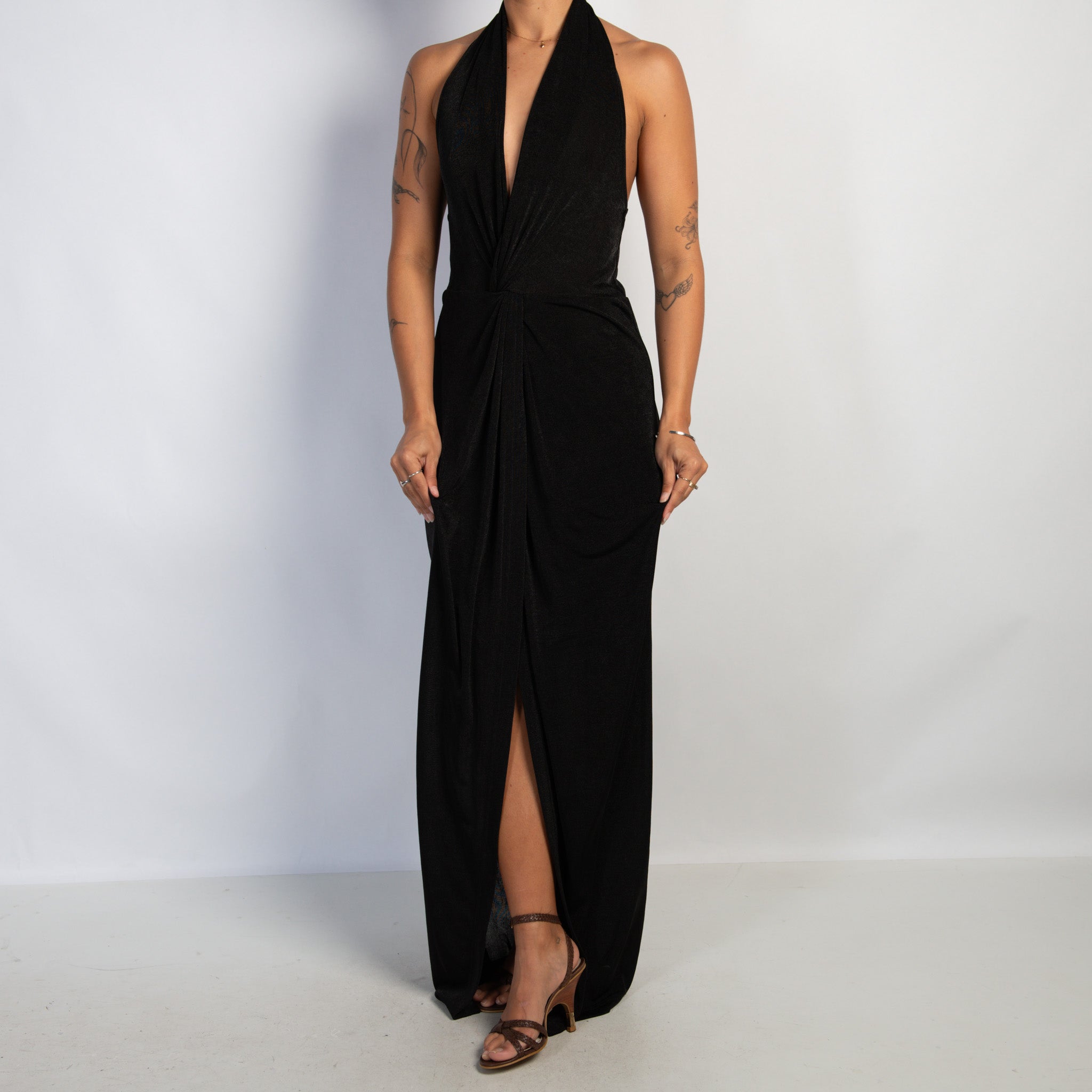 BLACK HALTER GOWN