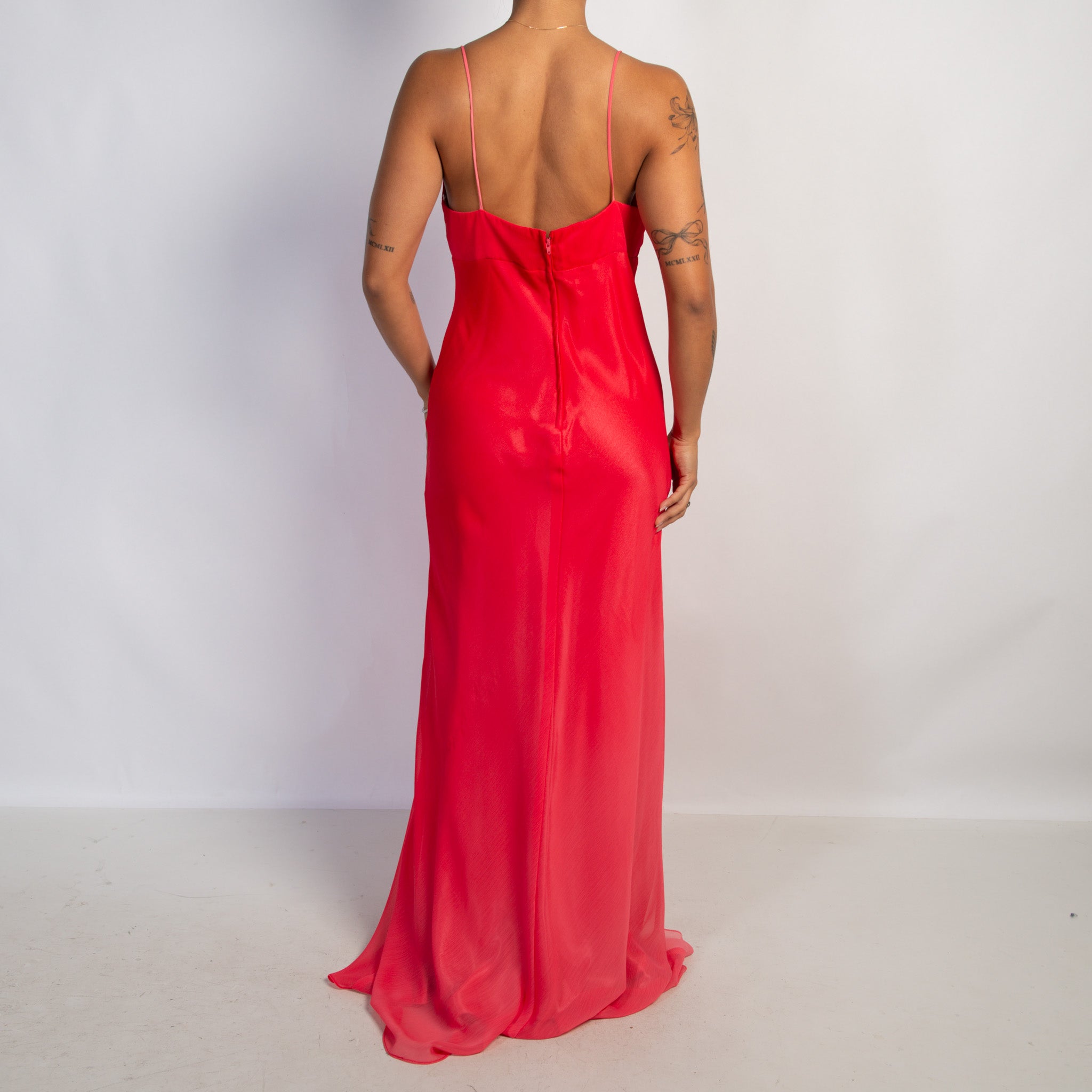 RASPBERRY RUFFLE GOWN