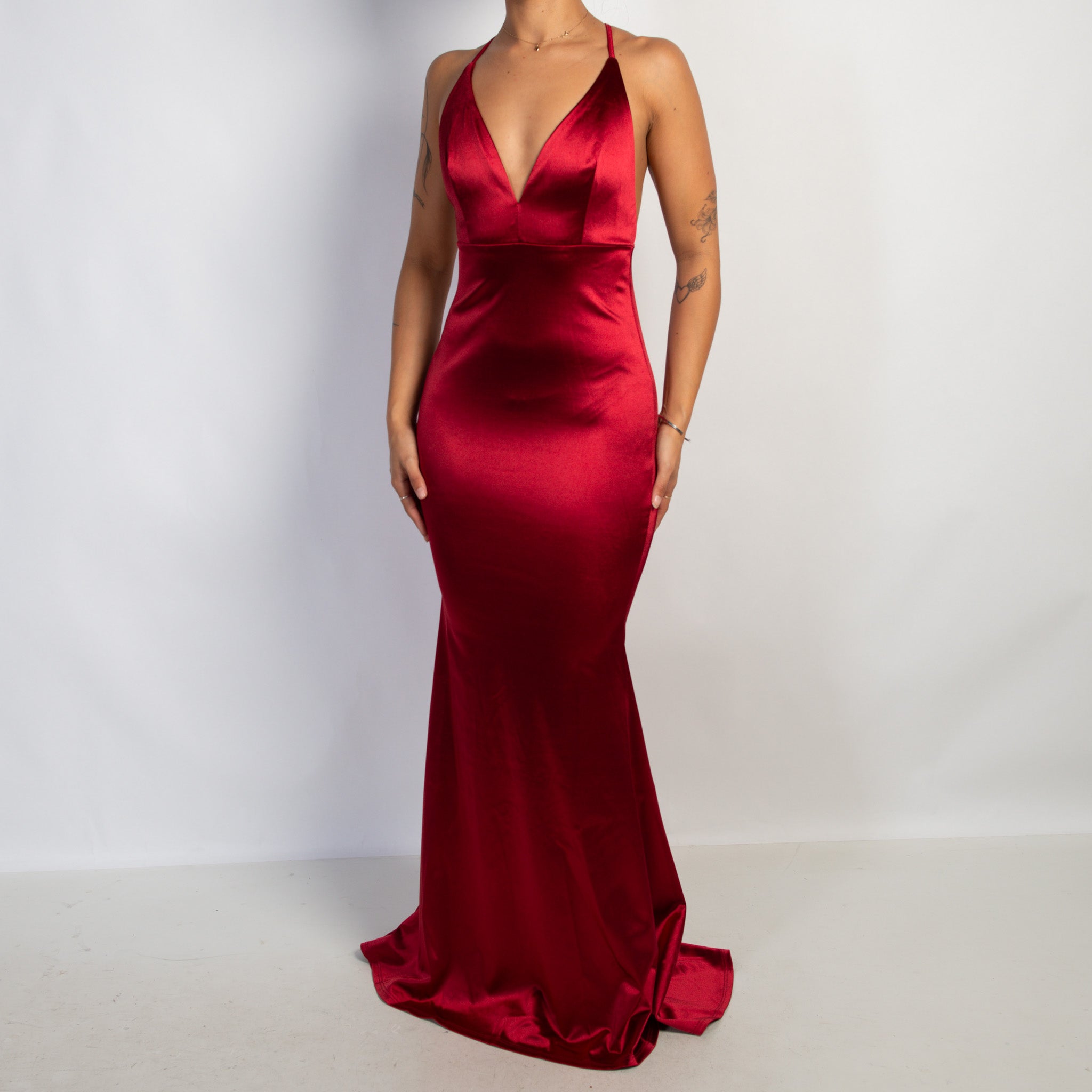 RED SATIN GOWN