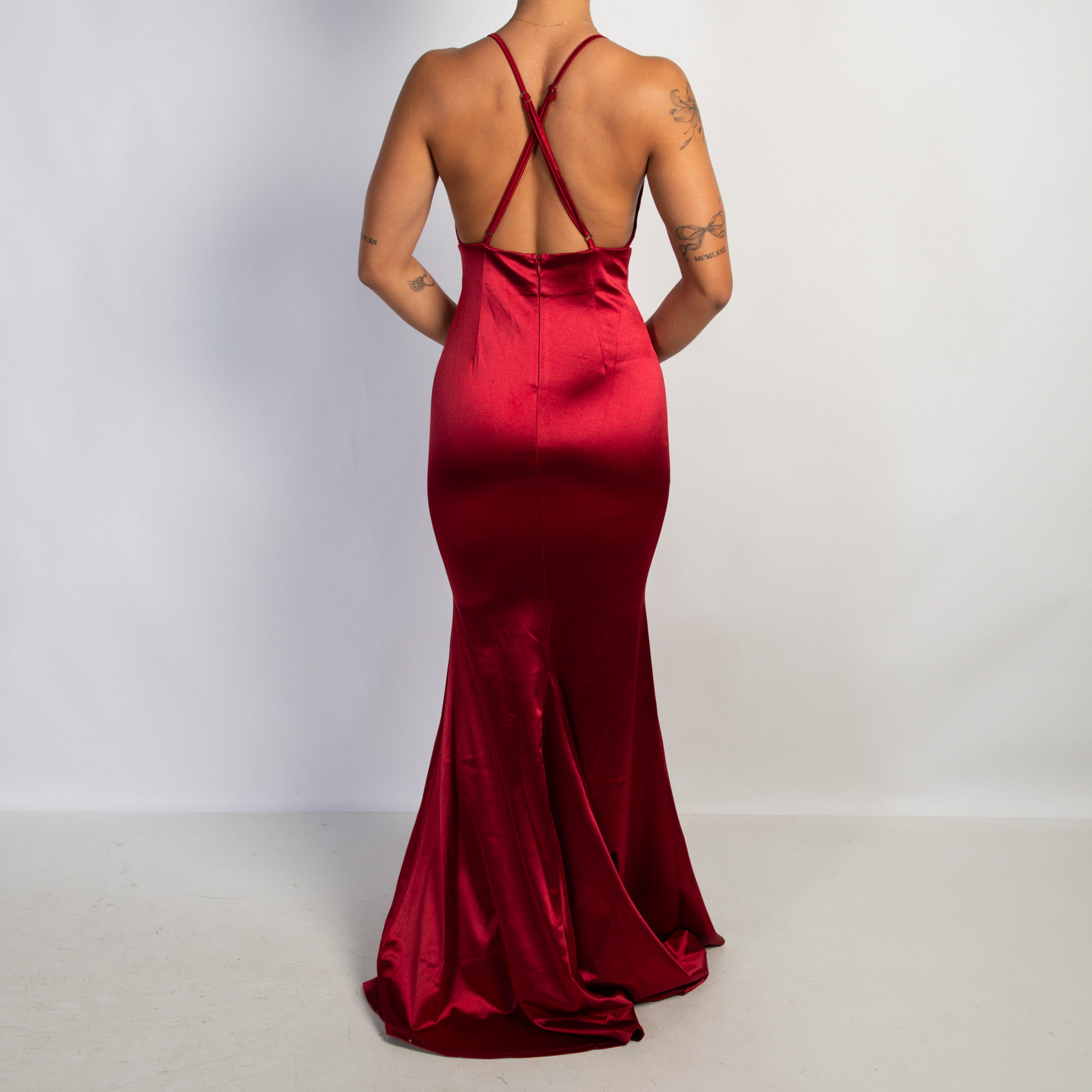 RED SATIN GOWN