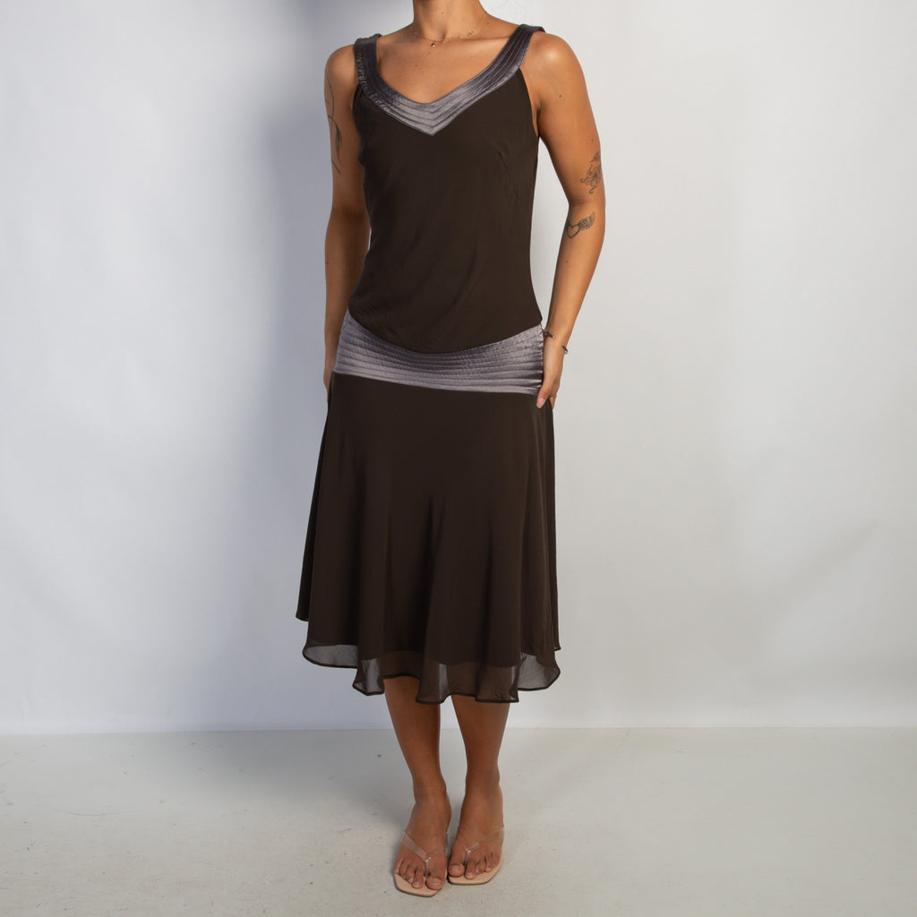 BROWN DROP WAIST DRESS
