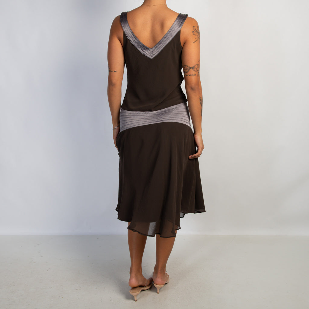 BROWN DROP WAIST DRESS