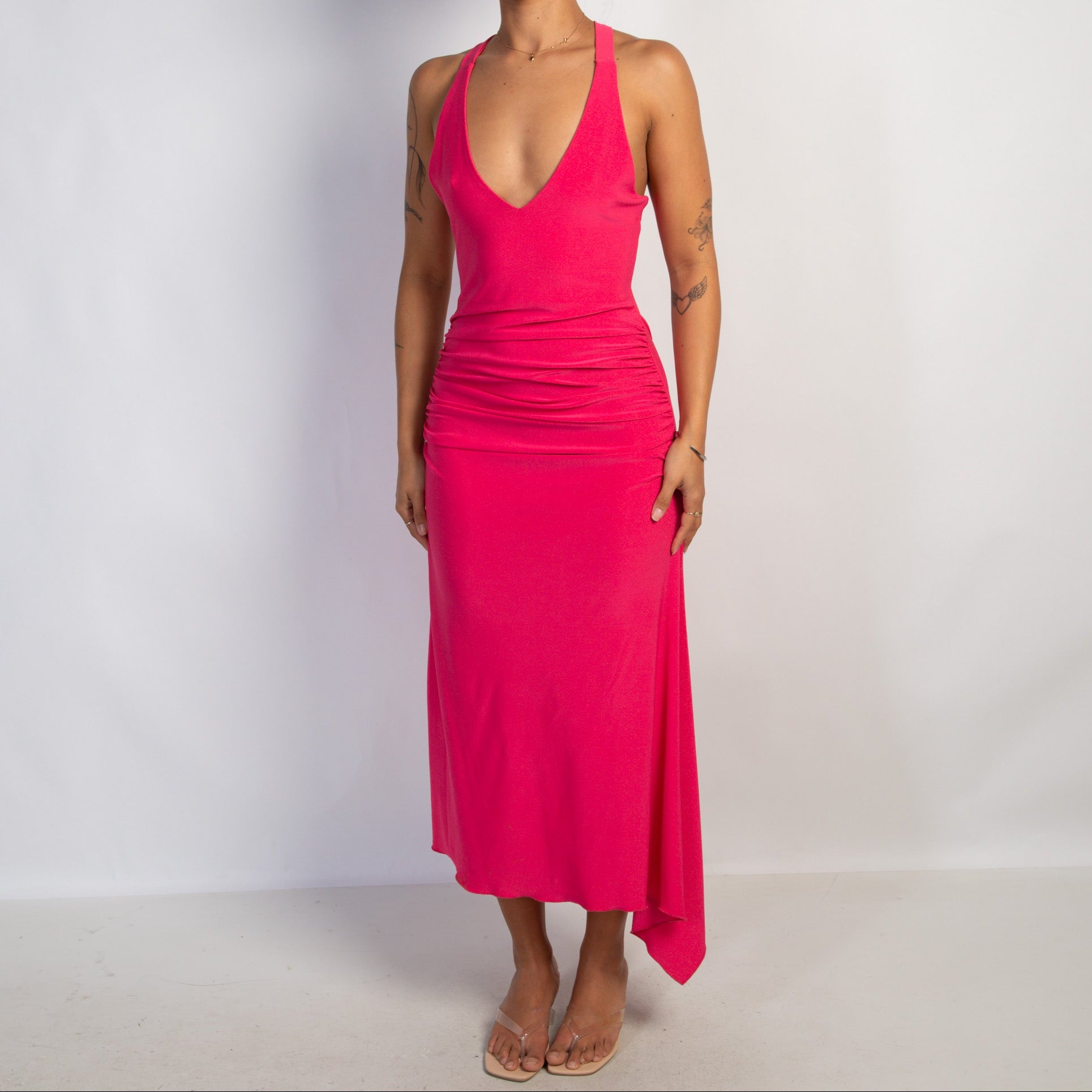 HOT PINK ASYMMETRIC DRESS