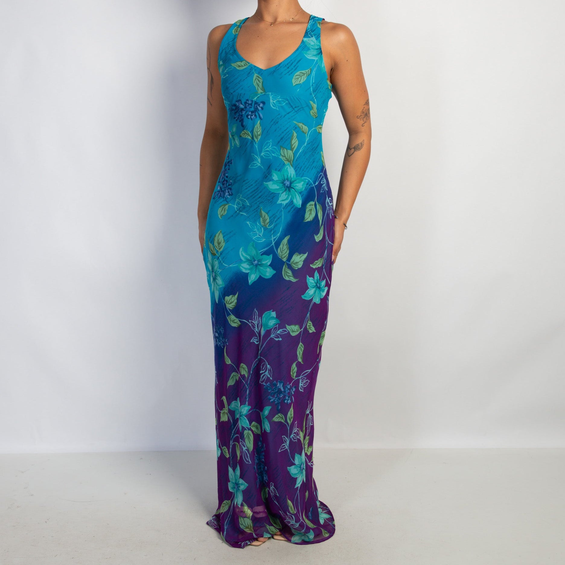 TWO TONE FLORAL GOWN