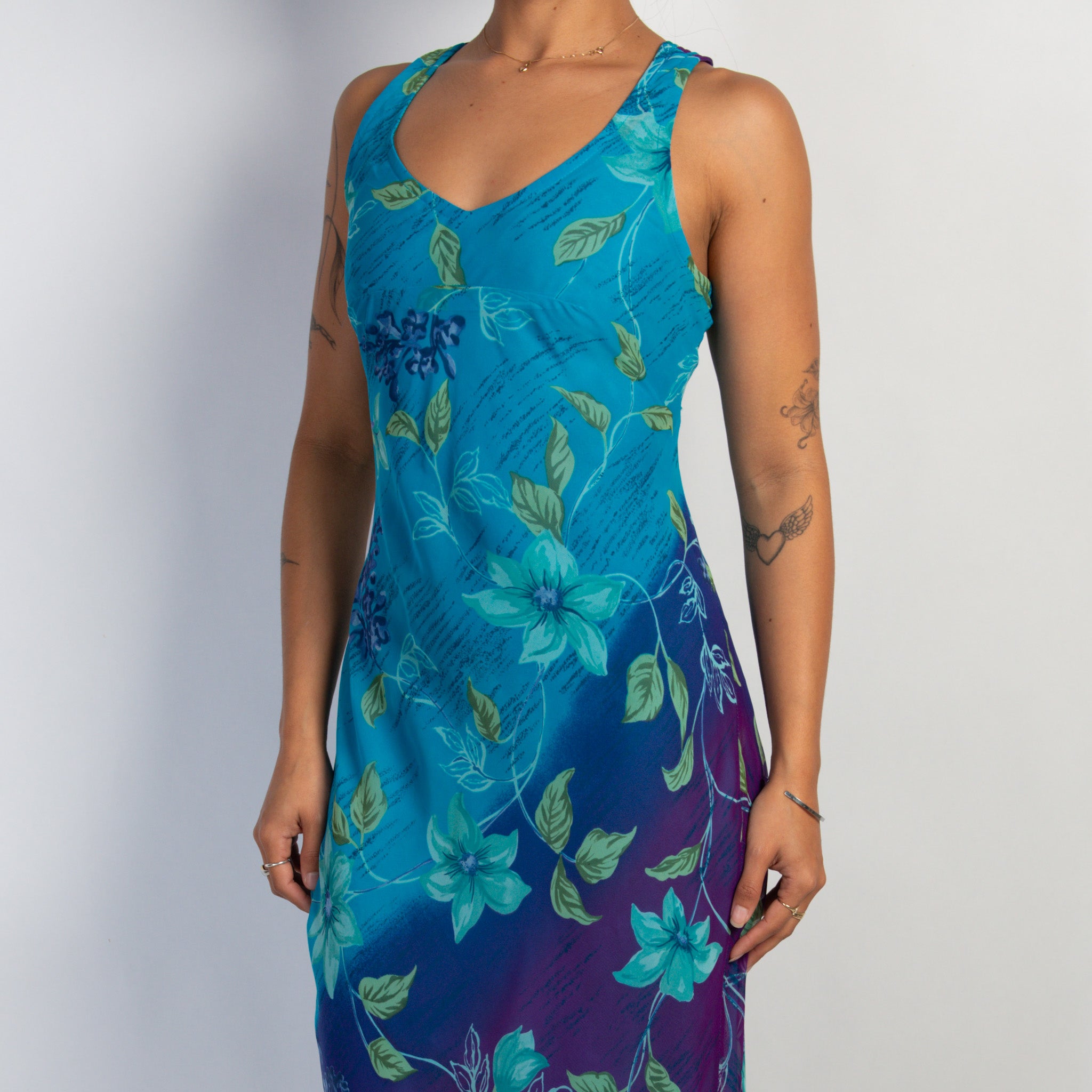 TWO TONE FLORAL GOWN