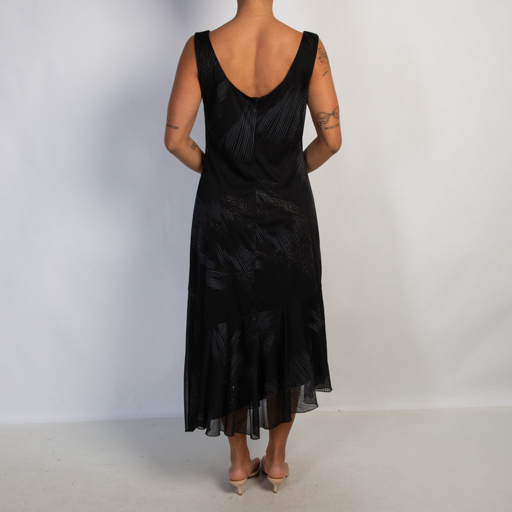 BLACK GLITTER MIDI DRESS