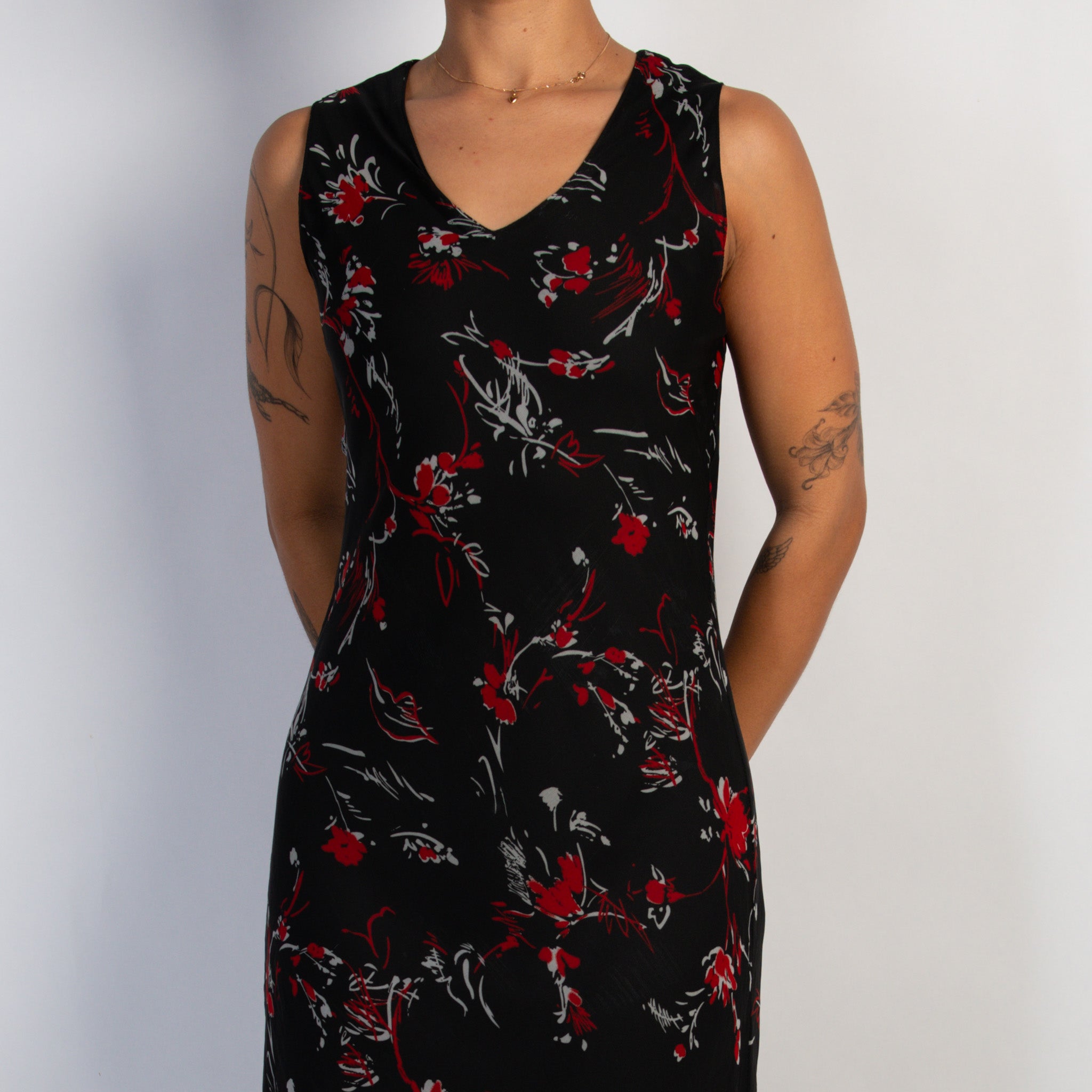 BLACK PATTERN MIDI DRESS