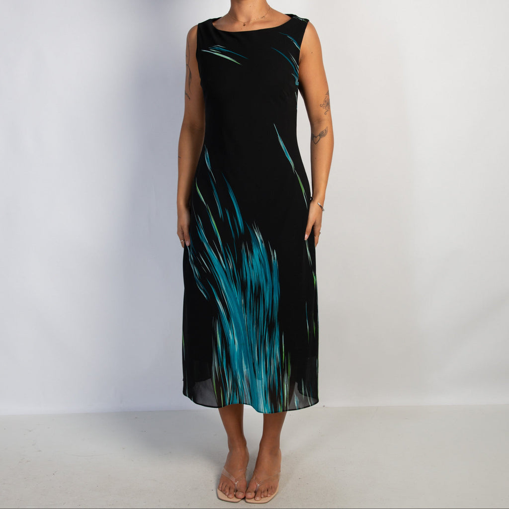 BLACK PATTERN MIDI DRESS
